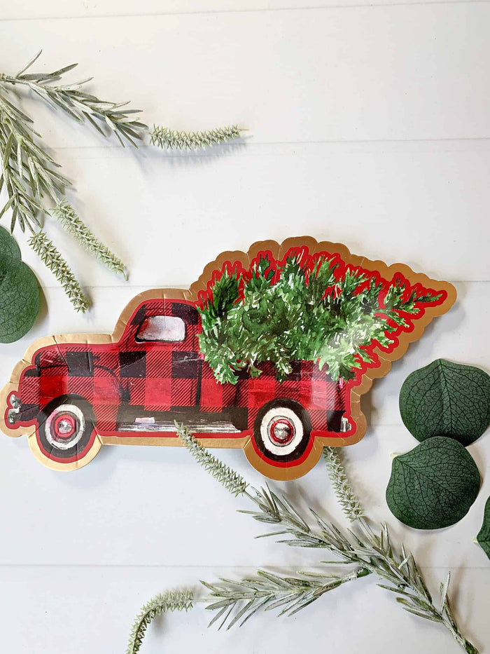 Christmas Truck with Tree Dessert Plates | EnFete Party