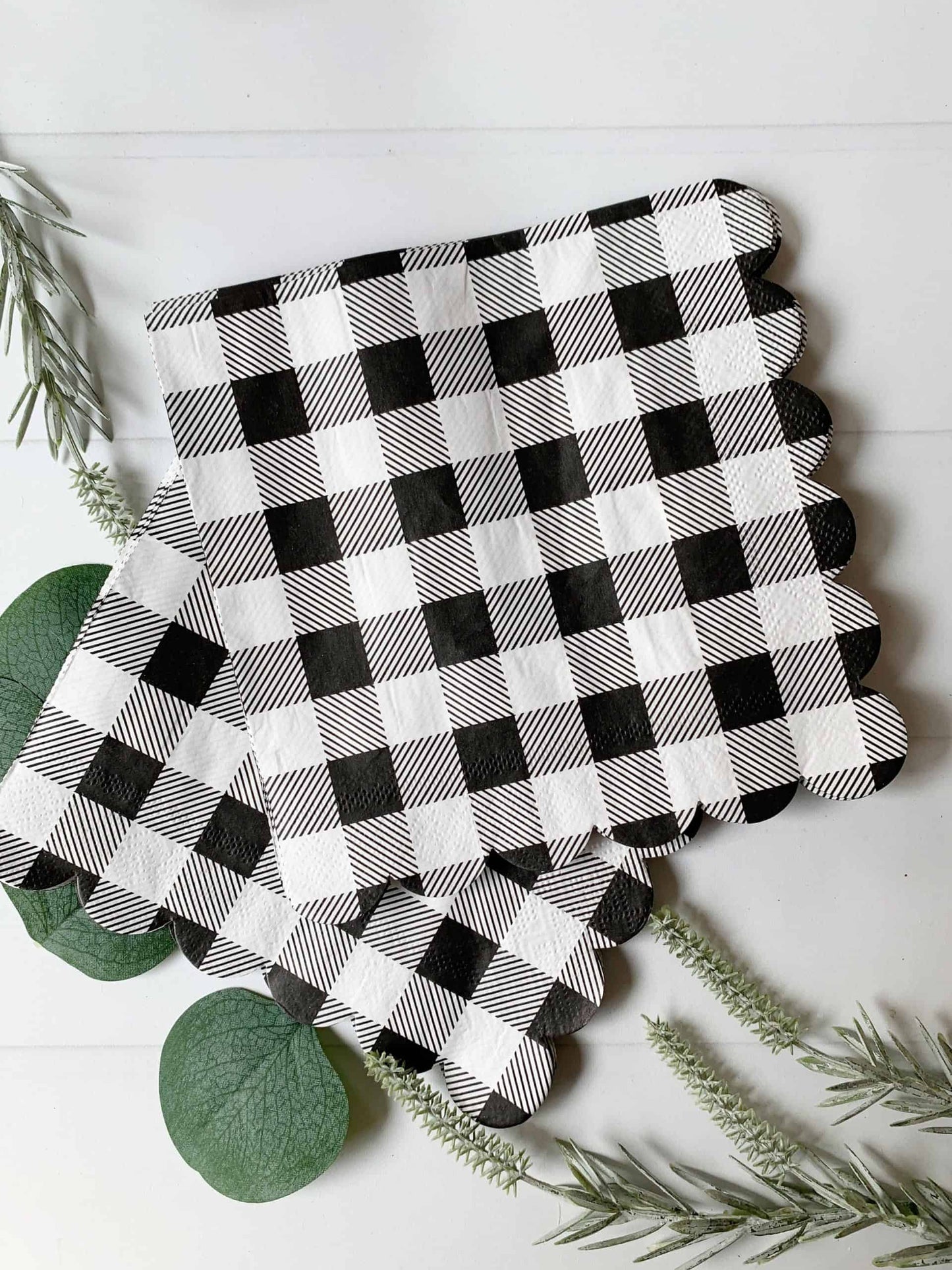 Black and White Plaid Luncheon Napkins