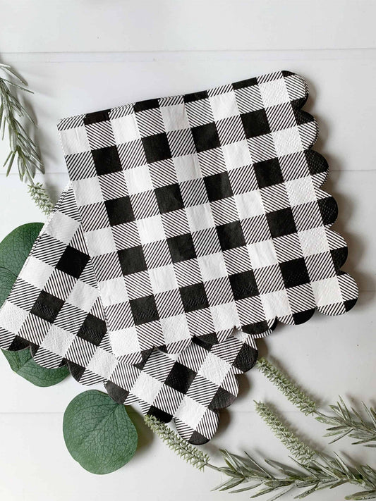 Black and White Plaid Luncheon Napkins