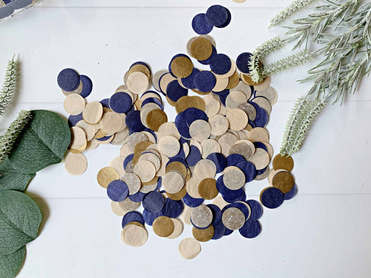 Navy, Gold and Tan Confetti