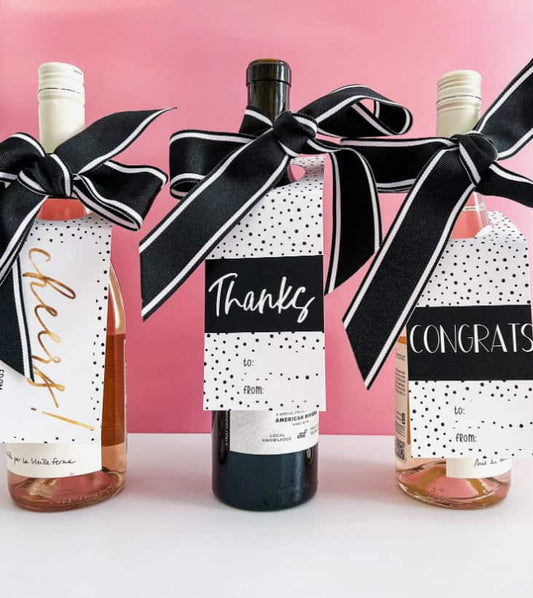 Wine Bottle Gift Tags with Ribbon - Set of 3