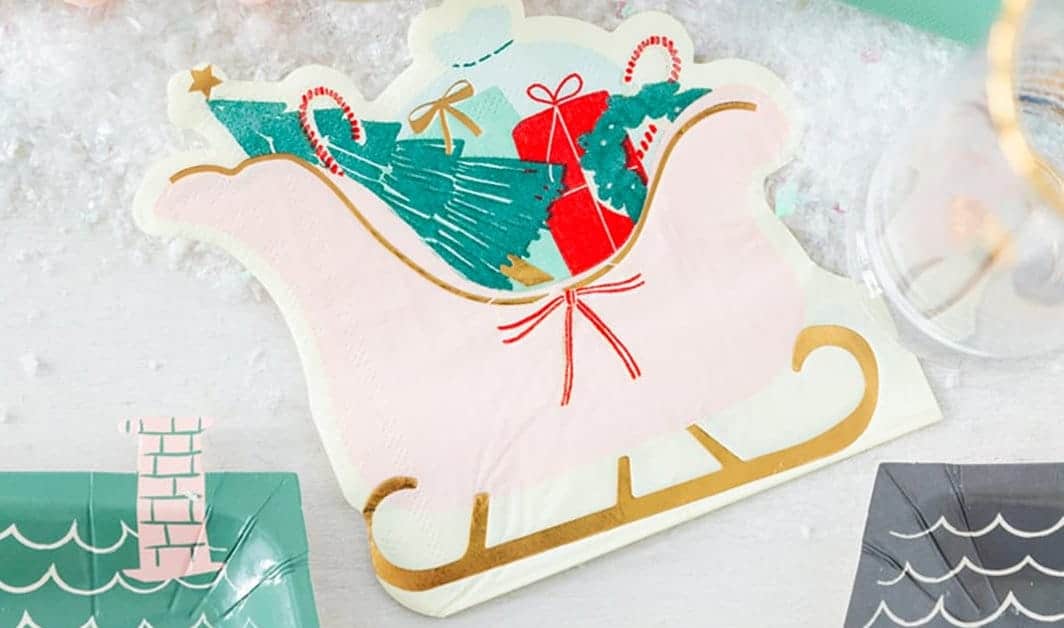 Sleigh Shaped Christmas Napkins - Holiday Party Decor