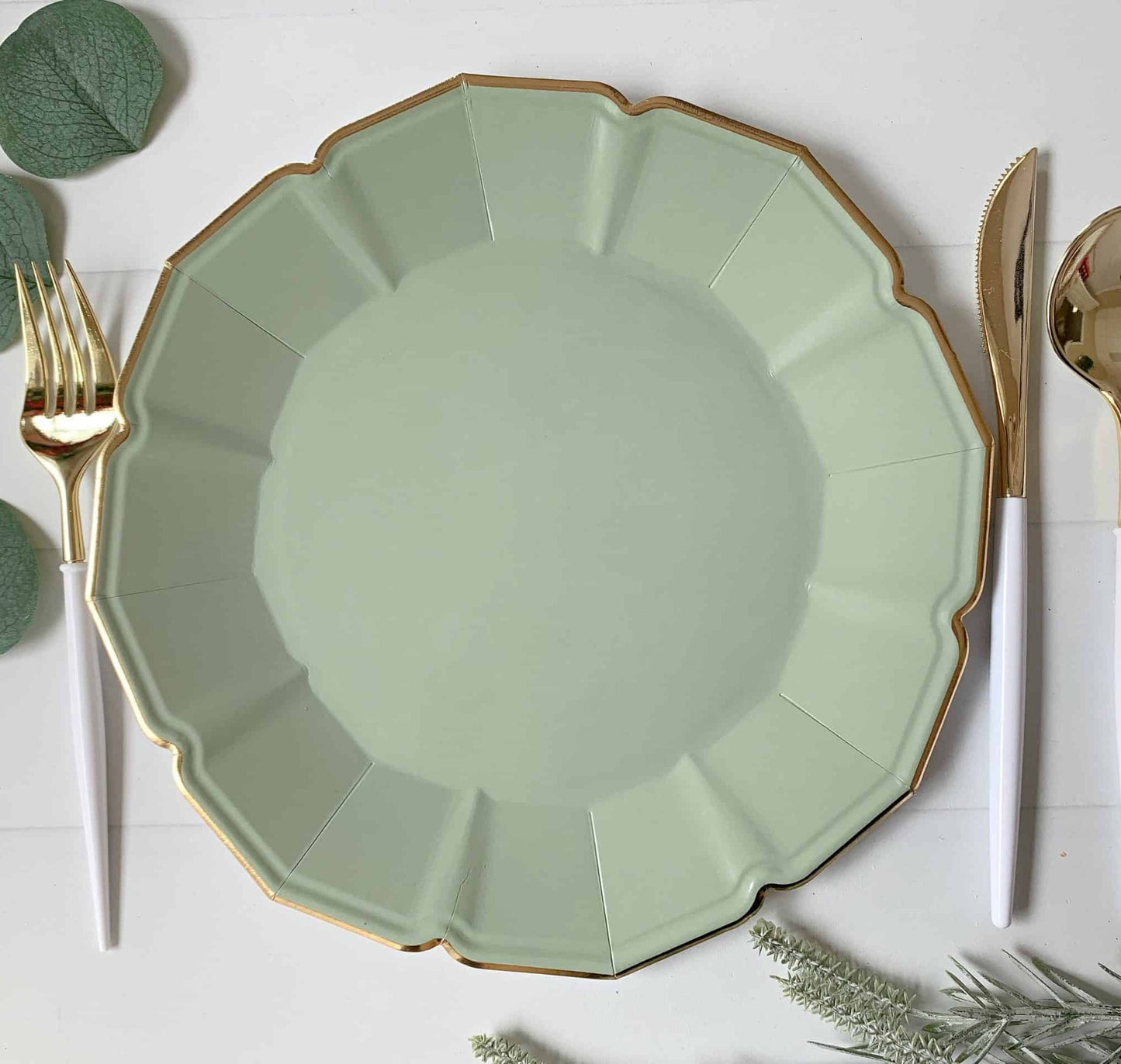 Sage Scalloped Dinner Plates