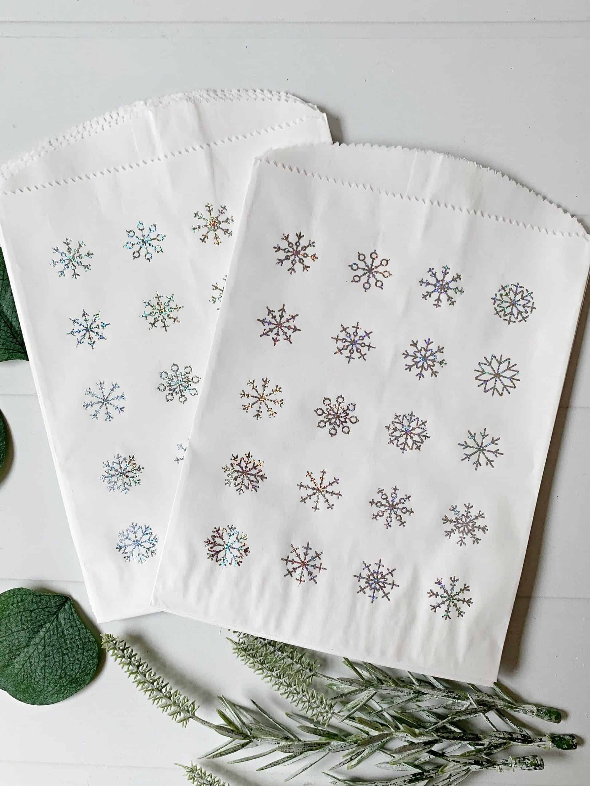 Silver Snowflake Treat bags perfect for a winter wonderland or Baby It's Cold Outside Baby Shower or winter party