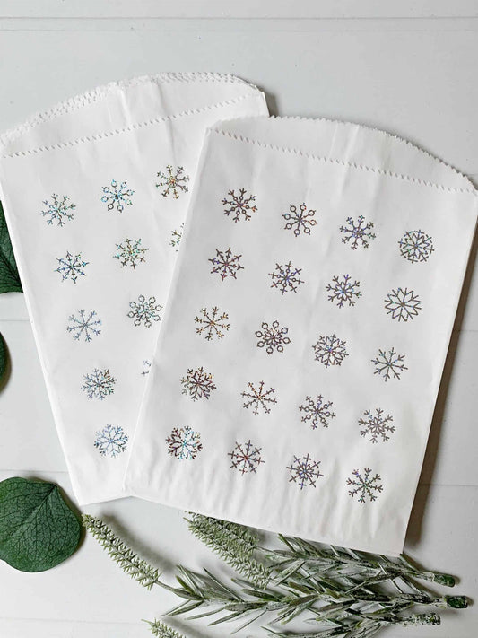 Silver Snowflake Treat bags perfect for a winter wonderland or Baby It's Cold Outside Baby Shower or winter party