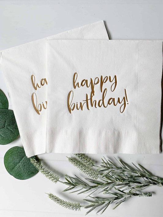 Gold Happy Birthday Napkins