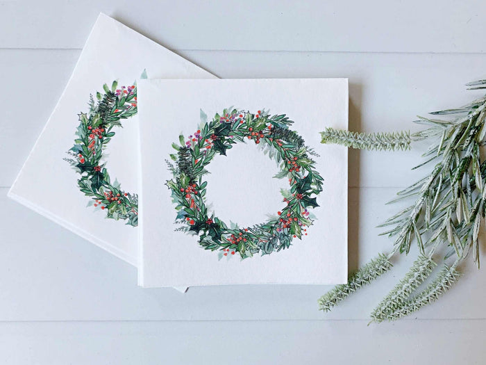 Holly Wreath Cocktail Napkins | EnFete Party