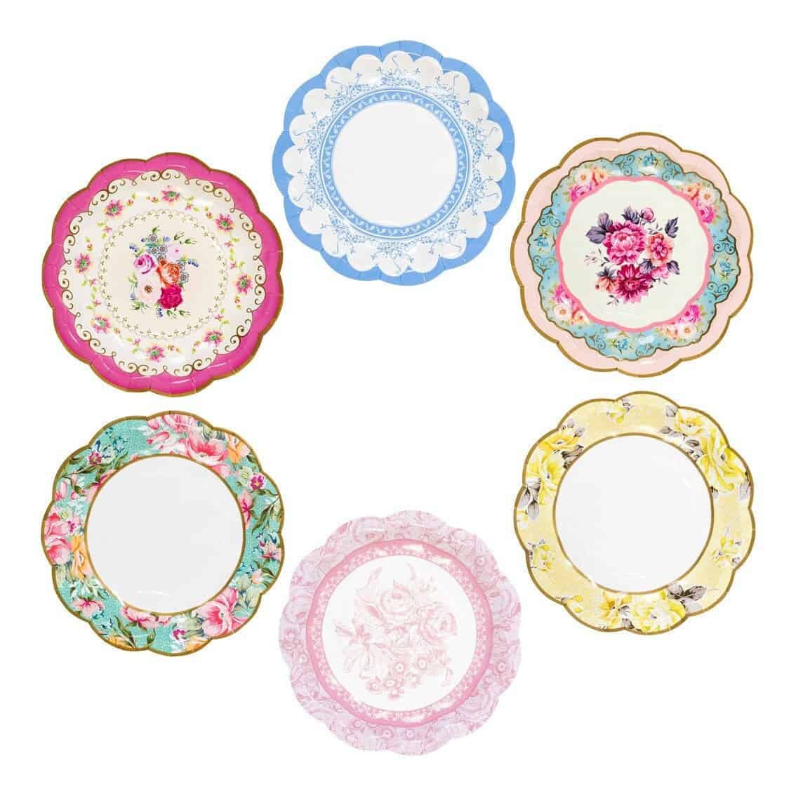 Tea Party Vintage Paper Plates- Set of 24
