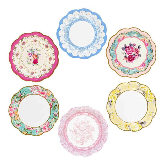 Tea Party Vintage Paper Plates- Set of 24