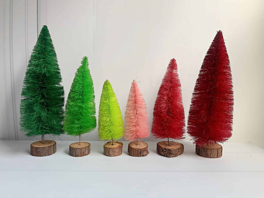 Bottle Brush Trees in Pink Red and Green options