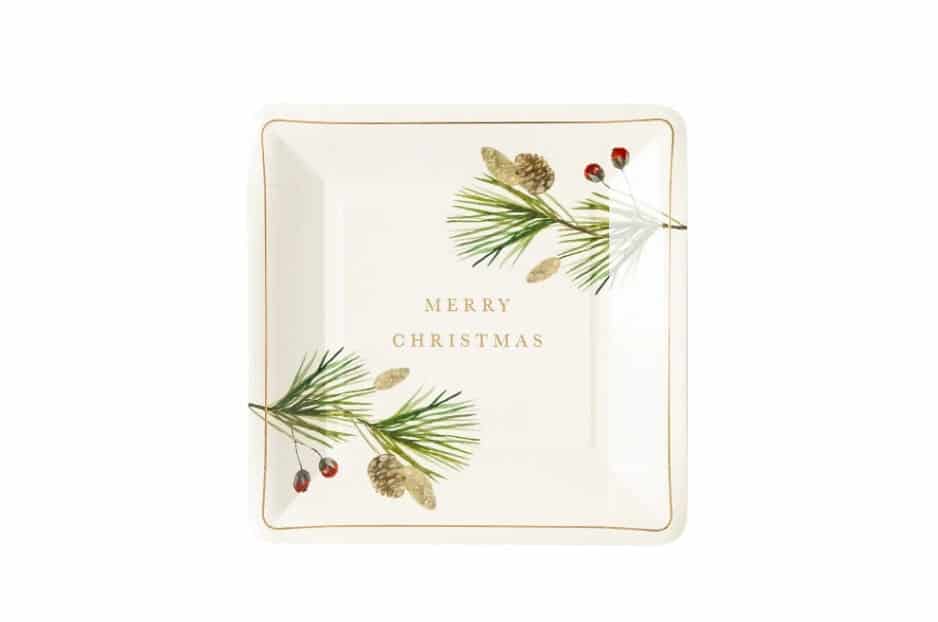 Botanical Christmas Plates - Merry Christmas