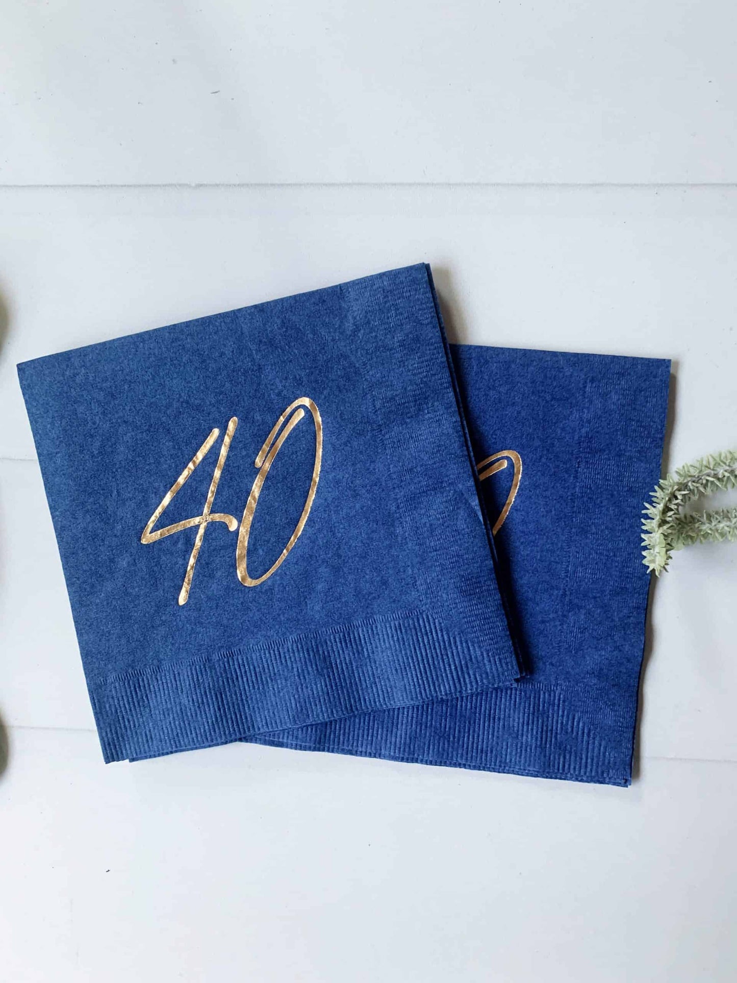 40th Birthday Napkins - Navy & Gold