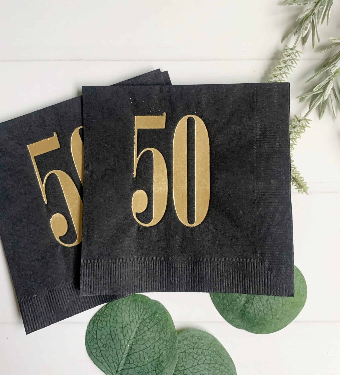 50th Birthday Napkins - Gold & Black