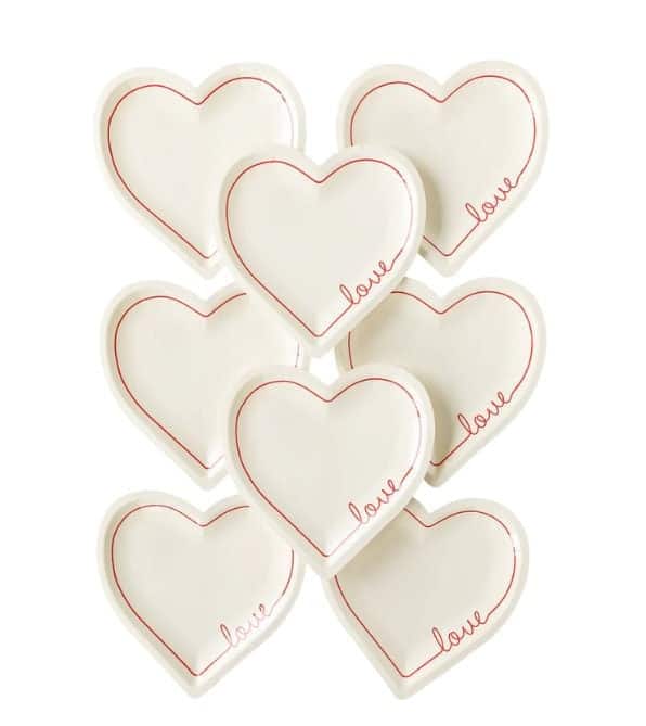 Love Paper Heart Dessert Plates
