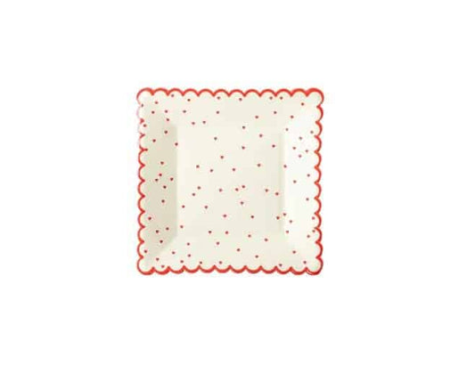 Scattered Hearts Square Paper Plates
