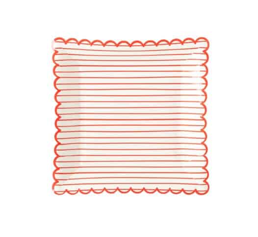 Red Striped Square Paper Plates