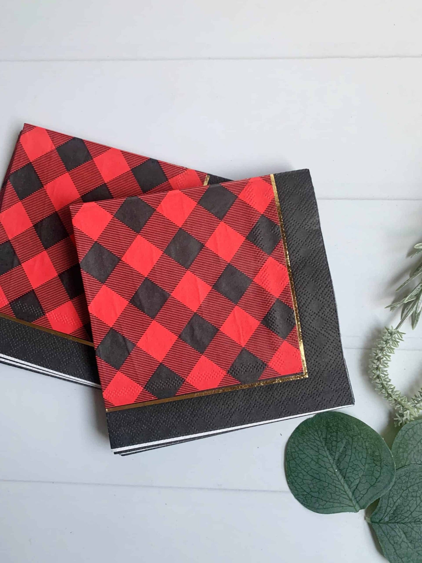 Red and black buffalo check drink napkins for your hot cocoa bar. Bring in a touch of the rustic outdoors with our Buffalo Plaid Beverage Napkins.