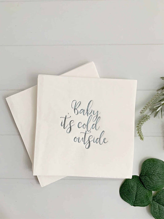 Baby It's Cold Outside Luncheon Napkin - Ice Blue Foil