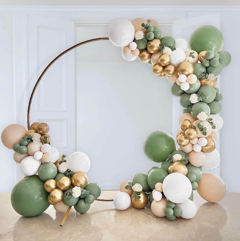 Sage, Gold & White Balloon Garland