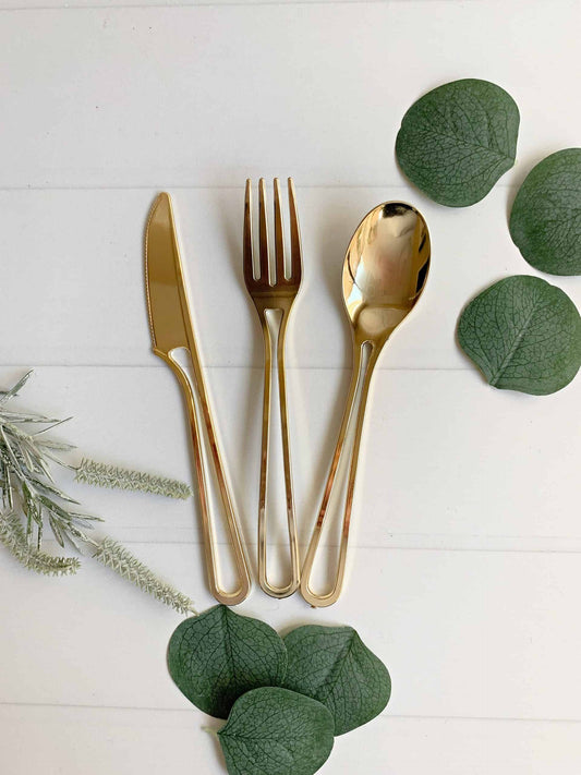 Gold Open Handled Utensils and Extra Forks Option
