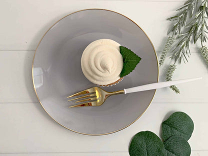 Grey with Gold Dessert Plates - Plastic