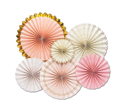 Princess Pink and Gold Party Photo Backdrop Fans