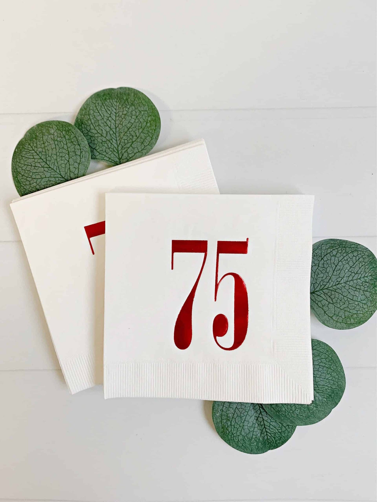 75th Birthday Napkins - Red & White