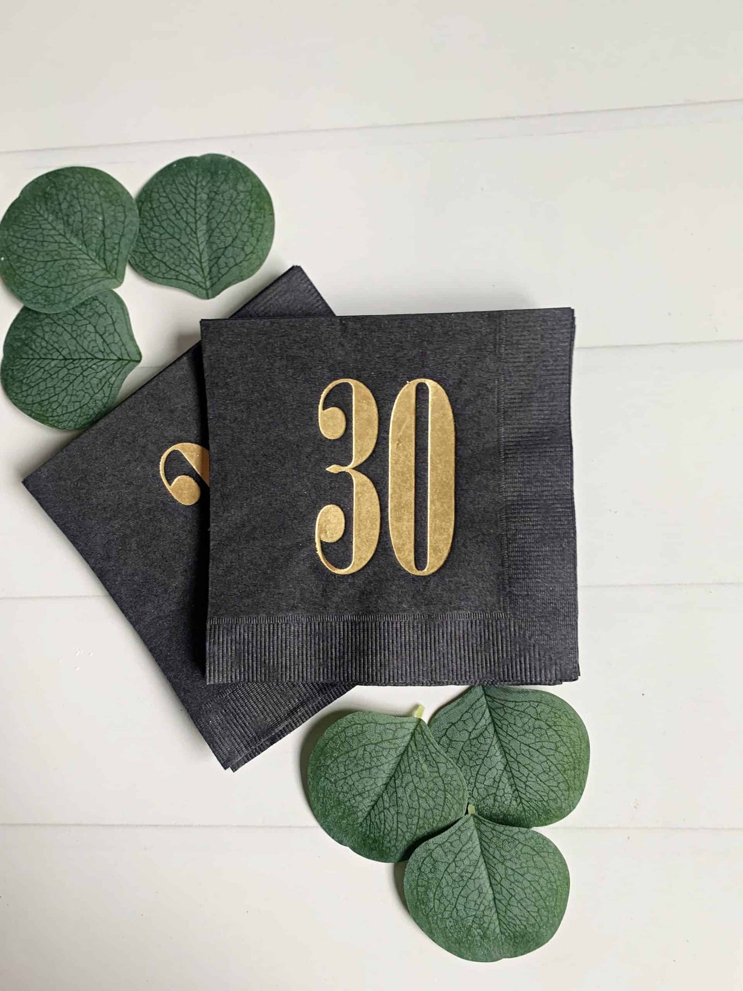 30th Birthday Napkins - Black & Gold