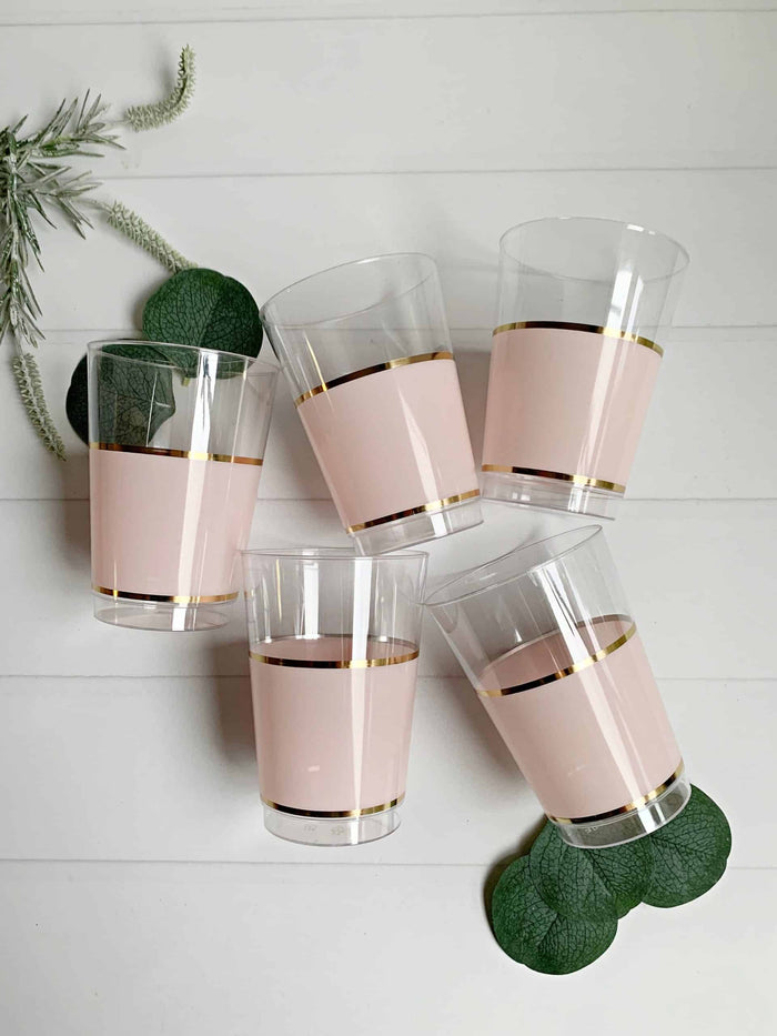 Blush Band Plastic Cocktail Glasses, Set of 10 | EnFete Party