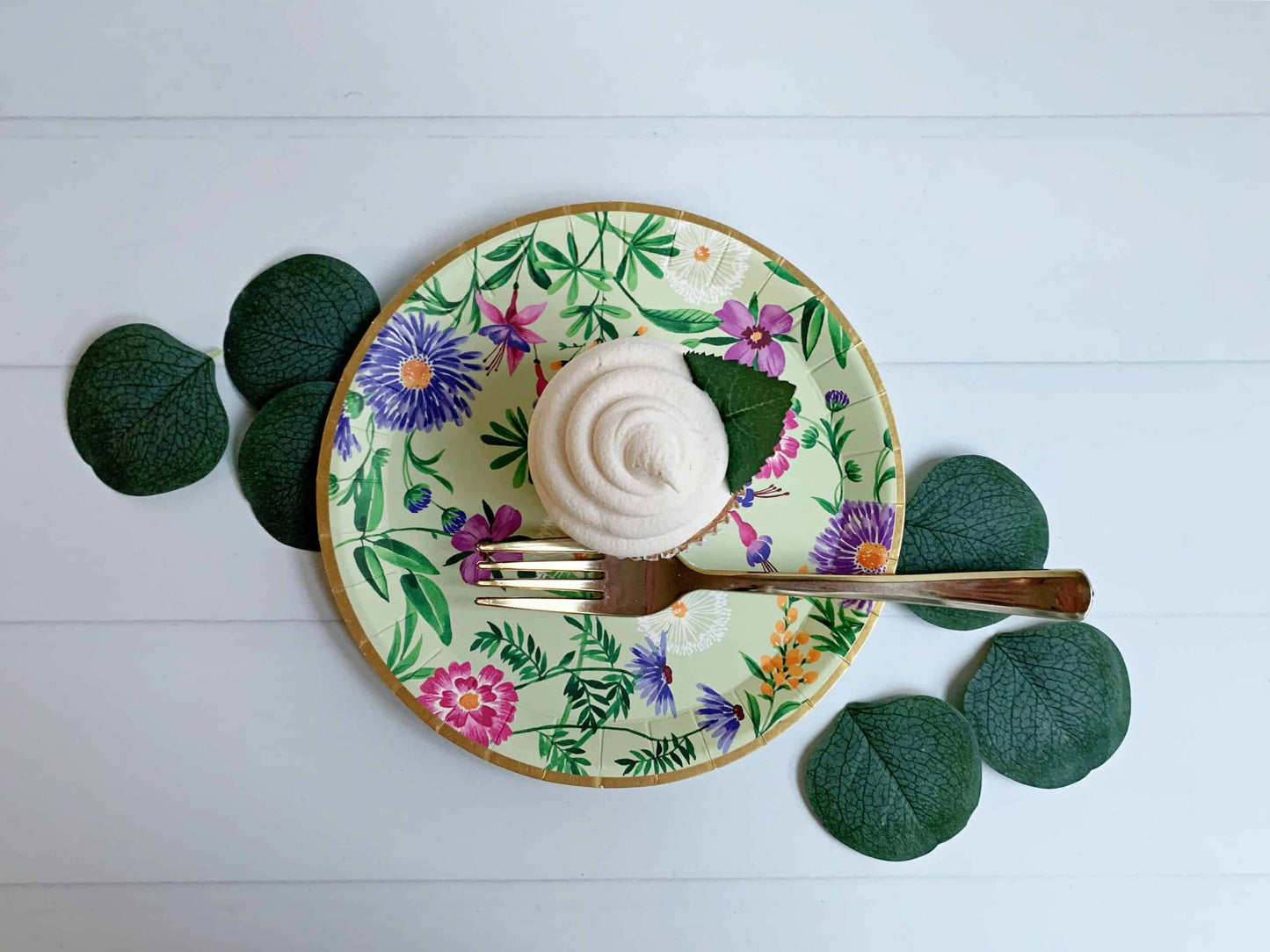 Wildflower Paper Tea Party Plates - Dessert Sized