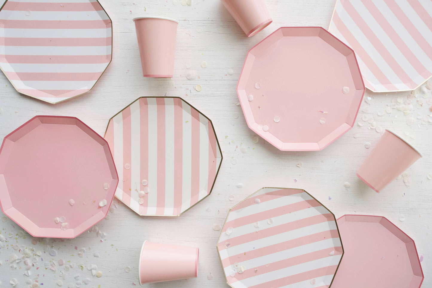 Petal Pink Cabana Striped Paper Plates