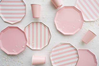 Petal Pink Cabana Striped Paper Plates