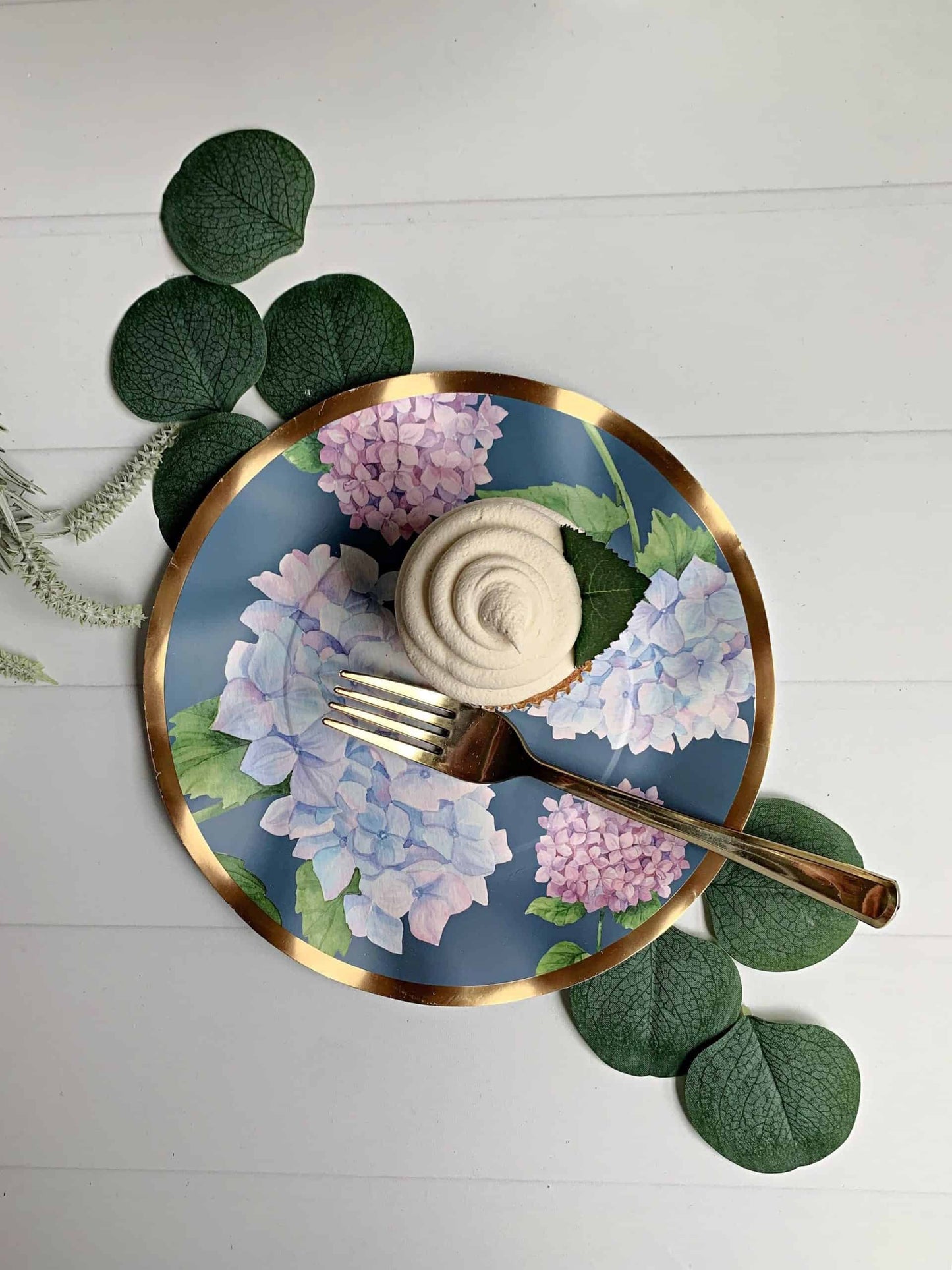 Blue Hydrangea Dessert Plates
