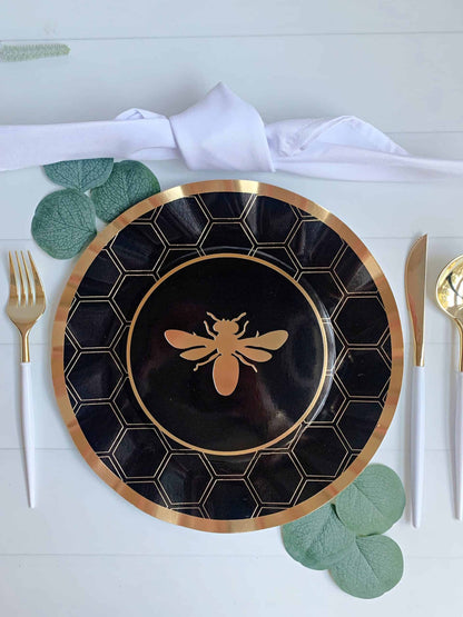 Gold Bee Dinner Plates