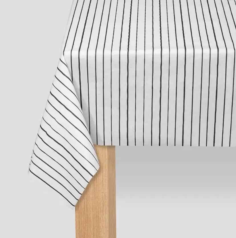 Black and White Pinstripe Paper Tablecloth - Premium Disposable Table Cover for Elegant Parties