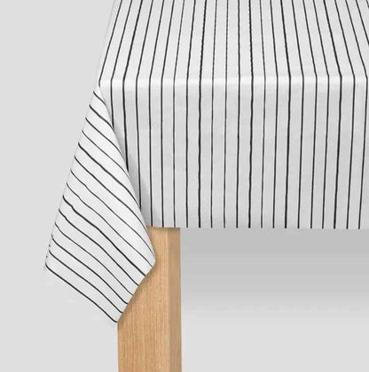 Black and White Pinstripe Paper Tablecloth - Premium Disposable Table Cover for Elegant Parties
