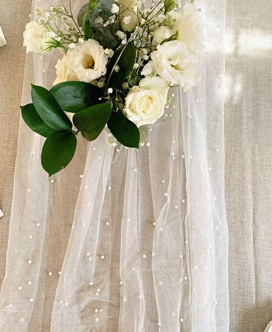 Pearl and Tulle Table Runner