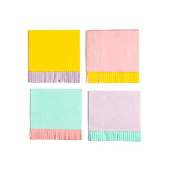 Pastel Fringed Cocktail Napkins