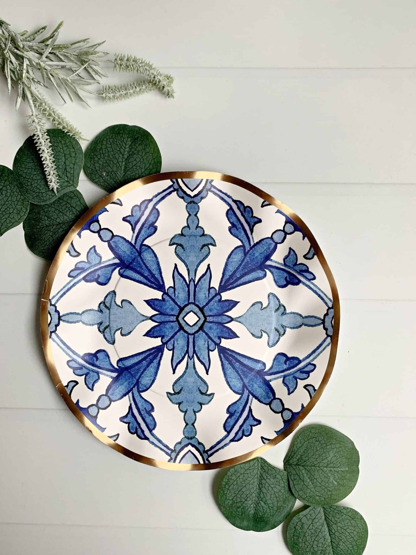 Moroccan Blue Paper Salad Plates