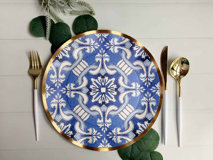 Moroccan Blue Paper Dinner Plates