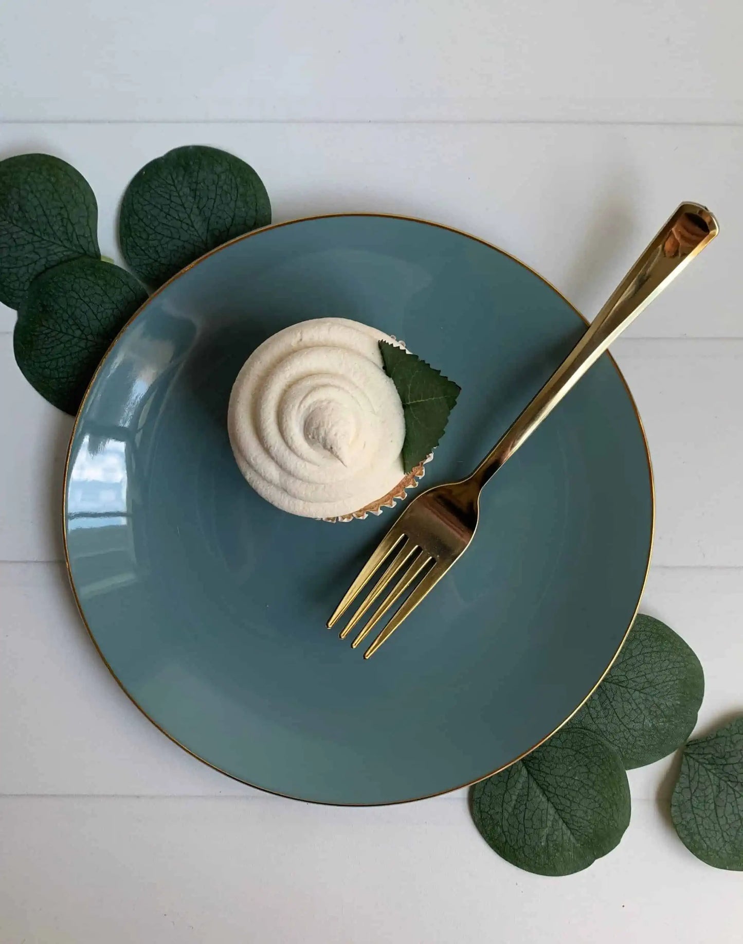 Dusty Blue with Gold Salad Plates - Plastic