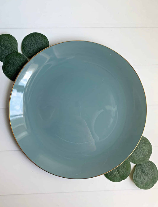 Dusty Blue with Gold Dinner Plates - Plastic