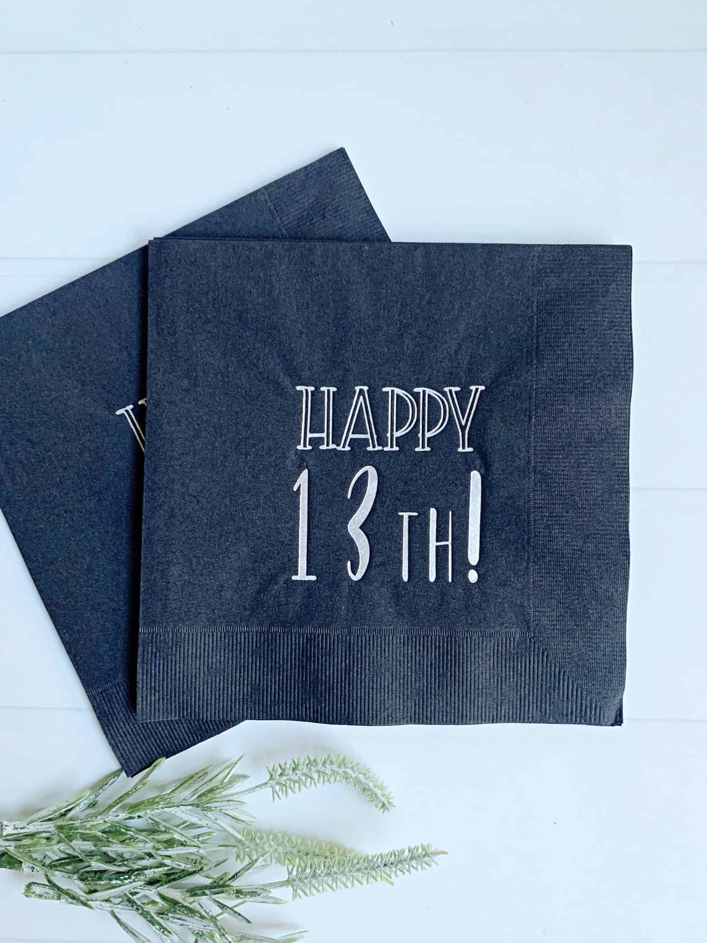 Happy 13th! Black Luncheon Napkins