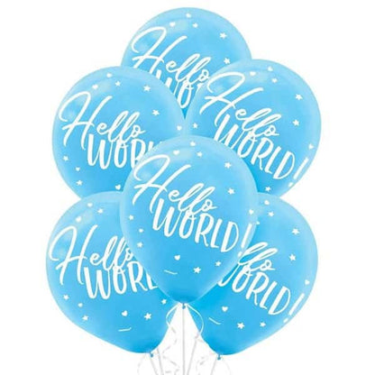 Make your baby boy's arrival extra special with these beautiful Baby Blue Hello World Balloons! Featuring a soft blue color and measuring 12 inches in diameter, these high-quality latex balloons are perfect for creating a stunning and memorable decoration.