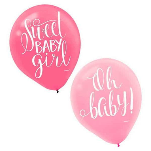 Sweet Baby Girl Pink Balloons