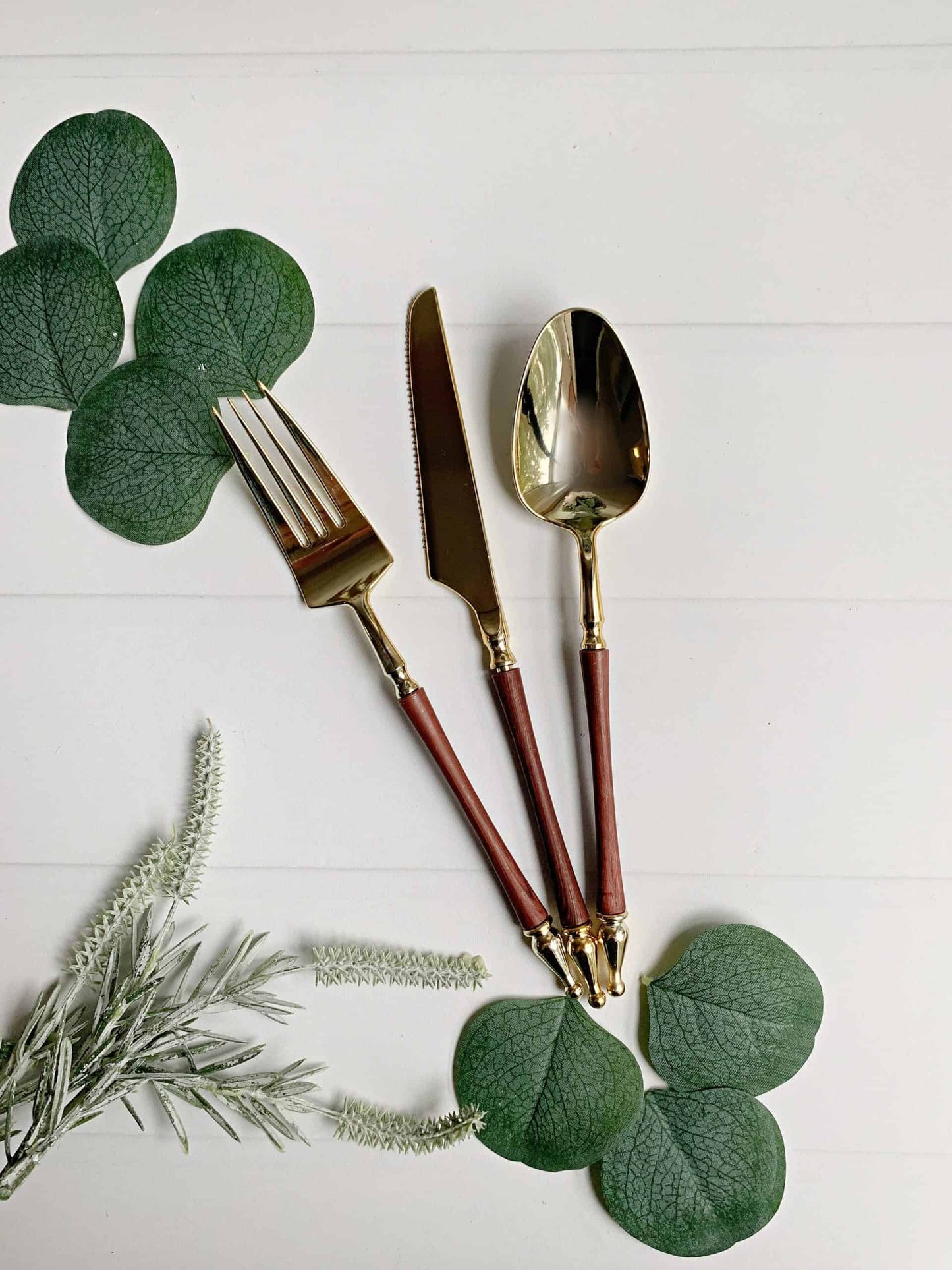 Wood Look and Gold Modern Utensils