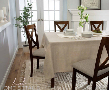 Burlap Linen Tablecloth 70x108 - Waterproof Polyester Rectangle Table Cover for Weddings