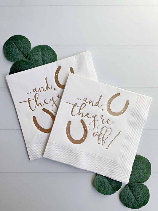 And They're Off Derby Luncheon Napkins - White