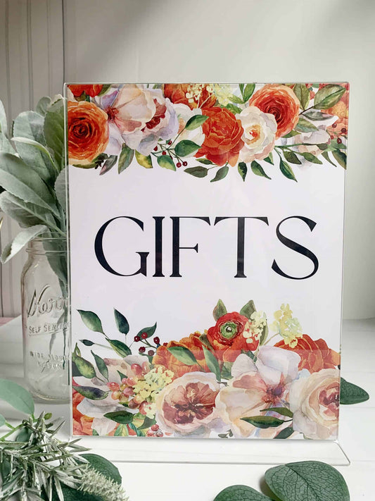 Gifts Floral Sign in Orange Floral