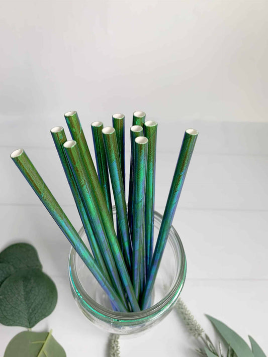 Emerald Green Iridescent Straws
